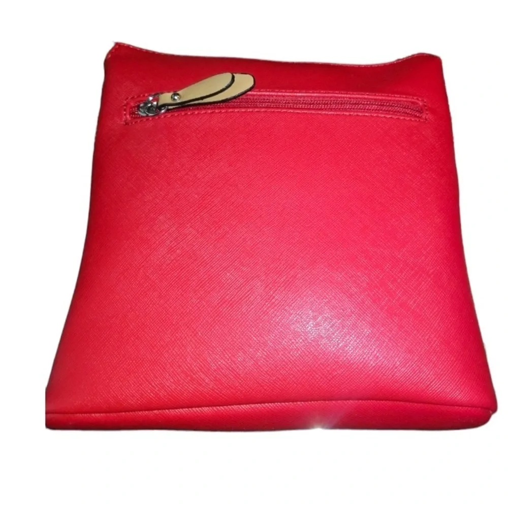 Giani Bernini Red Pebble Leather Saffiano Crossbody Purse - Picture 4 of 5